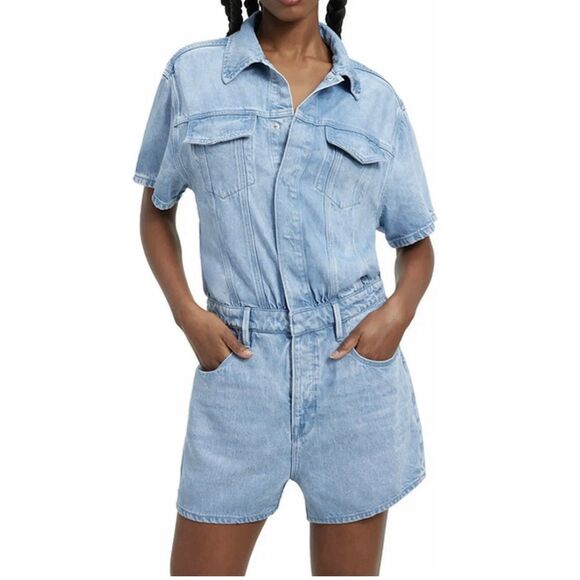 Good American Weightless Jumpsuit Denim Romper One Piece Size 2 - Picture 11 of 11